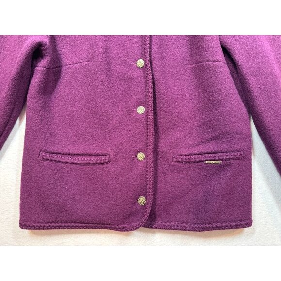 Geiger Collections Cardigan Sweater Purple Wool Old Money Preppy Womens 42 Large - Picture 4 of 6
